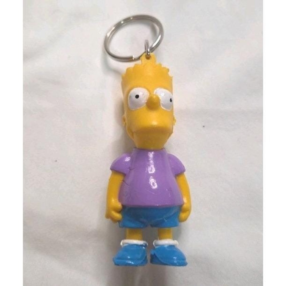 The Simpsons Unisex Bart Simpson Keychain 2.5in Purple Shirt PVC Vintage 1990